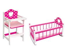 Unbekannt Puppen-Hochstuhl und Kinderbett Set