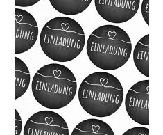 48 Design Etiketten, rund / Einladung mit Herz Kreide Tafel Look / Hochzeit / Liebe / Heirat / Aufkleber / Sticker / für Einladungen / Feiern