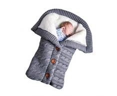 Schlafsäcke Baby Winter,Neugeborenes Baby Gestrickt Wickeln Swaddle Decke Kinderwagen Schlafsack für 0-24 Monat Baby (Grau, 68x 40cm)