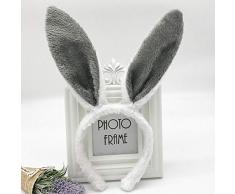 SZZ0306 Halloween Pailletten Hasenohren Stirnband Geister Hasenstirnband Hasenhaarnadeln 2 Stück Weiß Plus Graues Plüschkaninchen