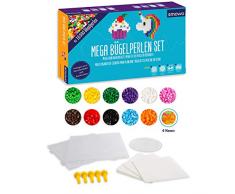 Smowo Mega Bügelperlen Set mit 10.000 Perlen - 15 Farben - inkl. Steckplatten und Zubehör - XXL Steckperlen Basteln Box