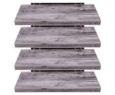 EUGAD 0136QJ-4 Wandregal Wandboard 4er Set Hängeregal Holz Board Modern Grau Holzdeko 100x22,9x3,8cm