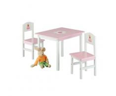 Zeller 13442 Kinder-Sitzgarnitur Princess, 3-teilig, MDF / Tisch: 60 x 48 x 45, Stuhl: 28 x 26 x 54