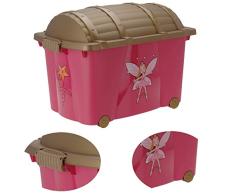 LS-LebenStil XL Kinder Spielzeugkiste Prinzessin 61x40x44cm Schatzkiste Rollbox