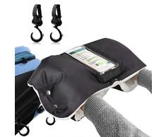 Kinderwagen Handwärmer, Handmuff für Kinderwagen Fleece Futter, Handschuhe Kinderwagen Wasserdicht Winddicht, Kinderwagen Warme Handschuhe Universalgröße mit 2 Kinderwagen Haken für Kinderwagen Buggy