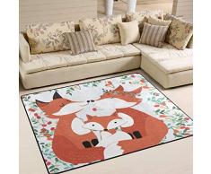 Jstel Ingbags Teppich, superweich, modern, Fuchs, Wolf und Kind, Wohnzimmerteppich, Schlafzimmerteppich, für Kinder, zum Spielen, Dekorieren, 160 x 122 cm