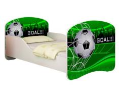 Clamaro Traumland Motiv Kinderbett Komplett Set 80 x 160 cm inkl. Matratze und Lattenrost, Sicherheit durch ABS Kantenschutz und Seitenteilen mit Rausfallschutz - 160 x 80 cm, Design: 14 - Goal Motiv