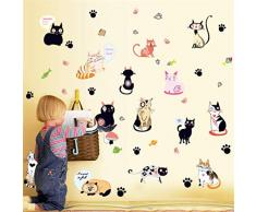 JKJND Kitty Wandaufkleber Wohnzimmer Schlafzimmer Toilette Glaswandaufkleber Selbstklebende Dekorationen Kleiderschrank Aufkleber
