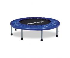 Relaxdays Trampolin faltbar, Indoor, Fitness H x B x T: 22 x 95 x 95 cm, Maximalbelastung 100 kg, blau-schwarz