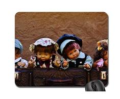 Gummiunterseite Mausmatte,Pad Maus Unterlage,Anti Rutsch Gaming Mausepad,Puppen-Nette Kinderlustige Süße Gepäck-Antike 30X25Cm,Glattes Mousemat,Büro-Computer-Auflage