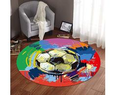 3D Rund Teppich Anti Rutsch, Morbuy Wohnzimmer Kinderzimmer Kindergarten Schlafzimmer Kuche Esszimmer Teppiche Modern rutschfest Weiche Spielmatte Matte (120x120cm,Fußball)