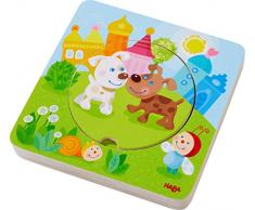 HABA 303536 - Holzpuzzle Kunterbunte Tierkinder | Puzzlespaß in 5 Schichten | Holzspielzeug ab 12 Monaten | Stabile Holzteile mit bunten Tiermotiven
