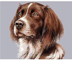 Jkykpp Hundeölgemälde DIY Gemälde nach Zahlen Tiere Hunde Ausmalbilder Drucken auf Leinwand Geschenk für Wohnkultur Wandkunst Größe: 40X50Cm Ungerahmt