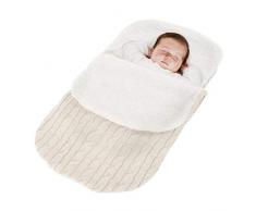 Minetom Kinderwagen Baby Schlafsack Stricken Winter Buggy Babyschale Winterfußsack Weich Warmes Plüsch Draussen Fußsack Babydecke Footmuff Weiß 38 * 68 cm