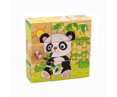 OFKPO Bilderwürfel Puzzle aus Holz,3D Kinder Lernspielzeug Puzzle(9 Körner)
