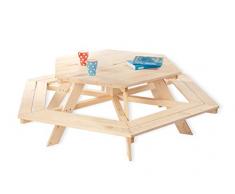 Pinolino Kindersitzgarnitur Nicki 6-Eck, aus massivem Holz, 6 Bänke mit 1 Tisch, empfohlen für Kinder ab 2 Jahren, natur