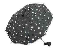 PREMIUM SONNENSCHIRM für Kinderwagen/Buggy (UV-SCHUTZ 50) Schirm WASSERABWEISEND (GRAU)