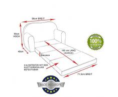 Kindersofa Bettfunktion 3in1 Sofa Kindersessel Ausziehbett Bett (D26+ rot-beige Teddy+Hase)