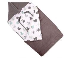 Fußsack Babyschale von Ukje Universell Grau Kaninchen Waffelpique für Maxi-Cosi, Cybex, Izi Go und mehr Weich & Sehr Warm im Winter Öko-Tex Baumwolle Fairmade