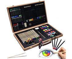 Artina 89-teiliges XXL Malset Genova mit Malkoffer - Wachsmalstifte, Buntstifte Set, Wasserfarben, Pastelle, Pinsel, Zeichenset