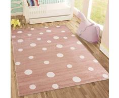 Kinderteppich DOTS l Pünktchen Gepunktet l Öko-Tex Siegel | Farbe: Beige Blau Rosa | Kinderzimmer / Jugendzimmer