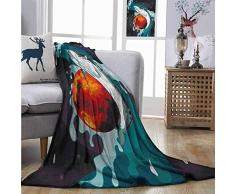 mallcentral-EU Warmer Kuschelwal Riesiger Wal unter dem Meer und EIN Fischen-Seemann im Großen Ozean-Bild-Druck Kuschelblau Dunkelblau und Weiß