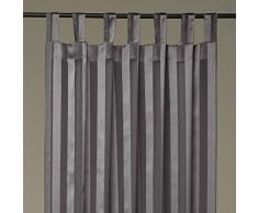 Dekoschal Streifen halbtransparent 2er Pack Auswahl: Schlaufenschal 140x 175cm anthrazit - dunkelgrau, Gardine Vorhang