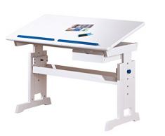Inter Link Schülerschreibtisch Schreibtisch Arbeitstisch Kinderschreibtisch Massivholz MDF Weiss lackiert BxHxT: 109 x 63-96 x 55 cm