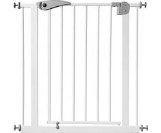 ib style® Berrin Treppengitter 75-175cm | Haustiergitter |Türschutzgitter | Ohne Bohren | Auto-Close| Weiß-grau | 75-85 cm