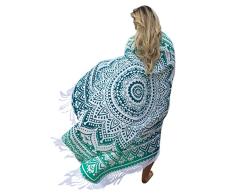 SENYANG Grün Mandala Handwerk Quaste Runde Strandtuch Strand Yoga Matten Schal Schal Tapestry Chiffon Tischdecke Picknickdecke Schal