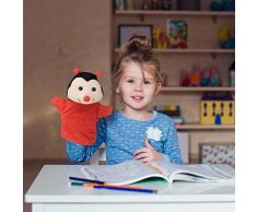 Relaxdays 10024372, bunt Handpuppen für Kinder, 8er Set Tiere, AFFE, Einhorn, Faultier, Flamingo, Handspielpuppen, weiches Plüsch