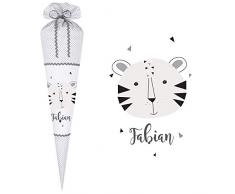 Tiger Schultüte mit Namen aus Stoff 70cm groß