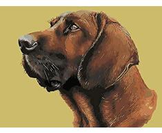 Kxch Hundeölgemälde DIY Gemälde nach Zahlen Tiere Hunde Ausmalbilder Drucken auf Leinwand Geschenk für Wohnkultur Wandkunst Größe: 40X50Cm Ungerahmt
