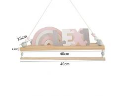 Wandregal Regalbox Hausform Wanddekoration Wandregal Schweberegal Holz Quaste Wandboard Schaukel Wandregal Wandboard Regal Hängeregal Bücherregal Ornament Mit Perlen String（TIPPE B）