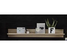 trendteam Wohnzimmer Wandregal Bücherleiste Bücherregal Sevilla, 164 x 24 x 24 cm in Eiche Sägerau Hell Dekor mit reichlich Platz für Dekoration