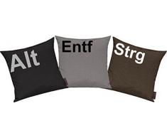 Kissenhüllen Set 3 Stück für Auserwählte! Sofakissen Motiv ALT, STRG und ENTF, Farbe schwarz