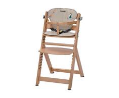 Safety 1st Timba Mitwachsender Hochstuhl und passendes Sitzkissen, inkl. abnehmbares Tischchen, hohe Rückenlehne, ab ca. 6 Monaten bis ca. 10 Jahre (max. 30 kg), Buchenholz, happy days (braun)