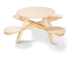 Pinolino Sitzgarnitur Nicki rund, schicke Sitzgruppe für Kinder, Massivholz unbehandelt, super für den Garten, Terrasse, Freizeit & Outdoor, Maße 140 x 140 x 50 cm (Art.-Nr. 20 10 47)