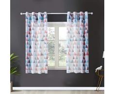 Topfinel Transparente Vorhänge Geometrisches Dreieck Lichtdurchlässige Kurze Gardinen Dekoschal für Fenster Wohnzimmer Schlafzimmer Kinderzimmer Kurze Gardinen 2er Set je 137x117cm (HxB) Rot
