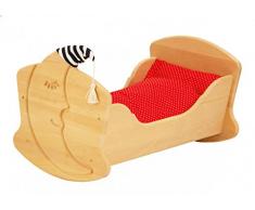 Puppenwiege aus Holz mit Mond und Mütze