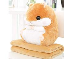 Hug mee 2 in 1 gefüllt Fat Hamster mit Plüsch Kissen und warm Bezug für Decke und Kinder hellbraun