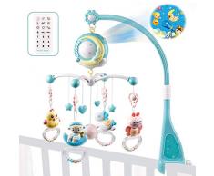fllyingu Baby-Musical Krippe Mobile Mit Projektor Und Lichtern, Kinderbett Spielzeug Hängende Rotierende Rasseln Und Ferngesteuerte Spieluhr Für Neugeborene