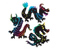 Baker Ross Kratzbild-Magneten „Drachen“ (10 Stück) – Bastelidee für Kinder zum Verzieren und Gestalten