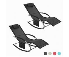 SoBuy® 2-er Set Swingliege, Schaukelliege, Sonnenliege, Liegestuhl,Gartenliege mit Tasche, Gewebe in Schwarz, 2 x OGS28-SCH