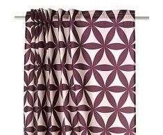 Gardine modischer Dekoschal in aubergine natur mit Schlaufenband & Kräuselband HxB 240x140 cm Blumen grafisch - Vorhang in weichfliesender Qualität blickdicht pink beere - sehr schöner Fall ...auspacken, aufhängen, fertig! Schlaufenschal Typ350