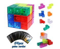 PROACC Magnetische Würfel bausteine Spielwaren für Kinder mit 7pcs magnetischer Magnete Würfel, 54pcs Smarte Teile Puzzles 3D Gehirn Training Intelligenz Stressabbau Spiel Kinder