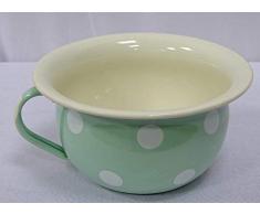 linoows Emaille Nachttopf, Pinkelpott, Nostalgie Nachtgeschirr, Tupfen Pastell Mint