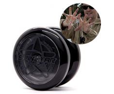 YoyoFactory SPINSTAR Yo-Yo - SCHWARZ (Ideal für Anfänger, Moderne Leistung YoYo, Freistil Yoyoing Tricks, Schnur und Anleitung Enthalten)