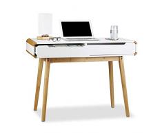 Relaxdays Schreibtisch mit Schubladen, Nordisches Design Schminktisch, Kinderschreibtisch HxBxT: 73 x 100 x 45 cm, weiß