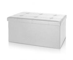 Deuba Faltbare Sitztruhe Sitzbank mit Stauraum 100 L Kunstleder Weiß 80x40x40 cm belastbar gepolstert Truhenbank Truhe